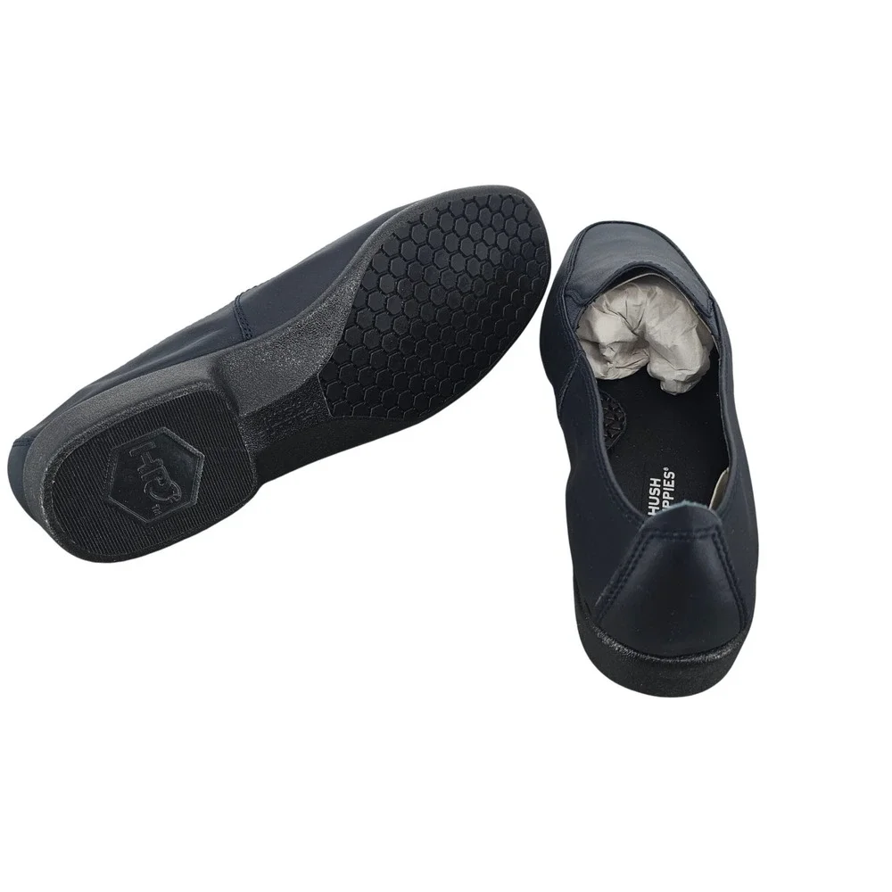 Hush Puppies Heaven Navy Leather Loafers Womens 9.5 EW H55537 Slip‎ On Shoes